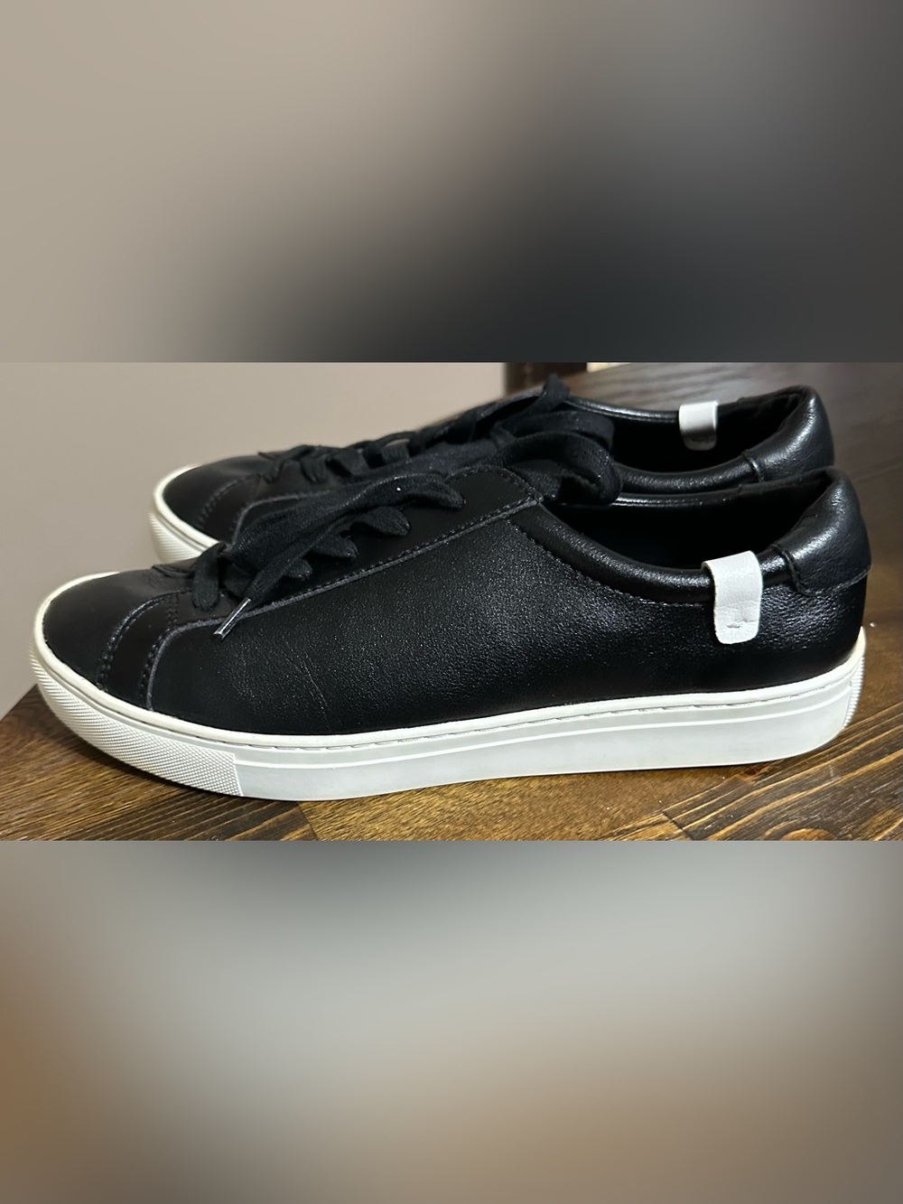 Men's House of Future Black Leather Low-Profile Sneakers with White Cupsole